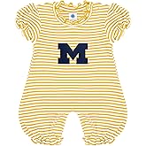 Creative Knitwear College Baby Striped Puff Sleeve Romper - Team Logo, Many Colors, for Girls (Newborn-12 Months)