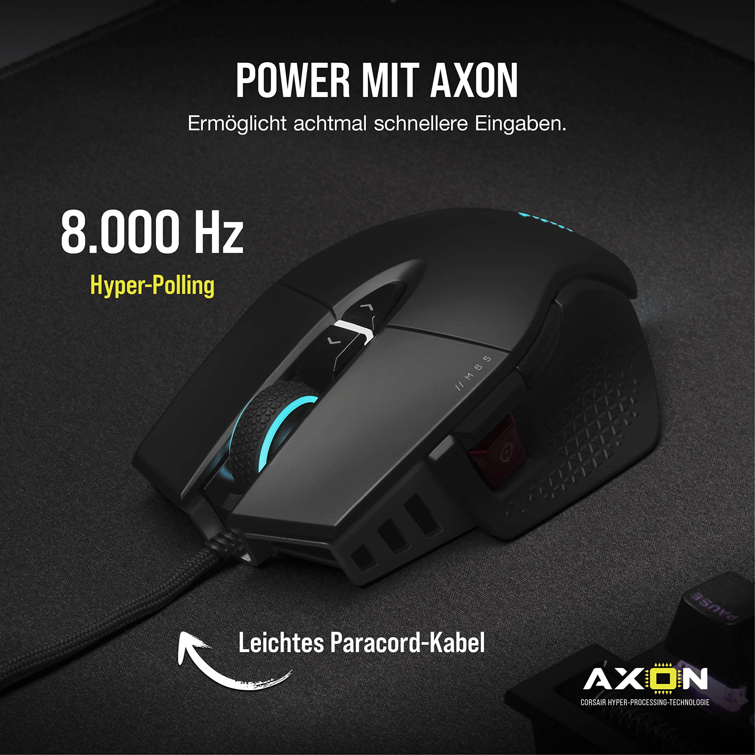 CORSAIR M65 RGB ULTRA Wired Tunable FPS Gaming-Maus - 26.000 DPI - Optische Schalter - Gewichtssystem - AXON Hyper-Processing-Technologie - iCUE-Kompatibel - PC, Mac, PS5, PS4, Xbox - Schwarz 3