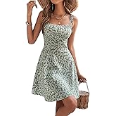 Floerns Women's Summer Floral Cherry Print A Line Short Cami Dress