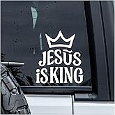MYMKO Jesus is King Decal, Religious Car Window Decals, 6 Inches UV DTF Tranfer Car Stickers, Faith Weatherproof Car Truck Window Bumper Sticker, Worship Car Stickers and Decals for Jesus Lover
