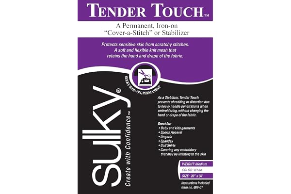 Sulky of America Cut Away Tender Touch Iron-On Backing White, 20" by 36", Plum Dandy