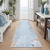 Seavish Coastal Blue Bathroom Runner Rug, 2x6 Beach Themed Carpet Runners for Hallway 6ft, Non Slip Nautical Kitchen Runner R
