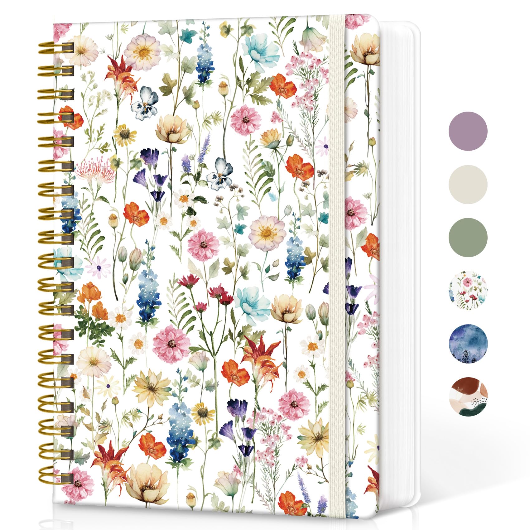 Photo 1 of Lined Spiral Notebook Journal for Work, 300 Pages Thick B5 (7.1"x10") College Ruled Journal for Women & Writing, Hardcover Notebook for Note Taking, Perfect for Office Home School Supplies, Floral