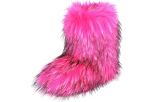 qenqenr Fashion Fur Boots,Flat Heel Comfy Plush Warm Snow Booties,2025 Winter Outdoors Furry Boots,Mid-Calf Faux fur Boot for Women.