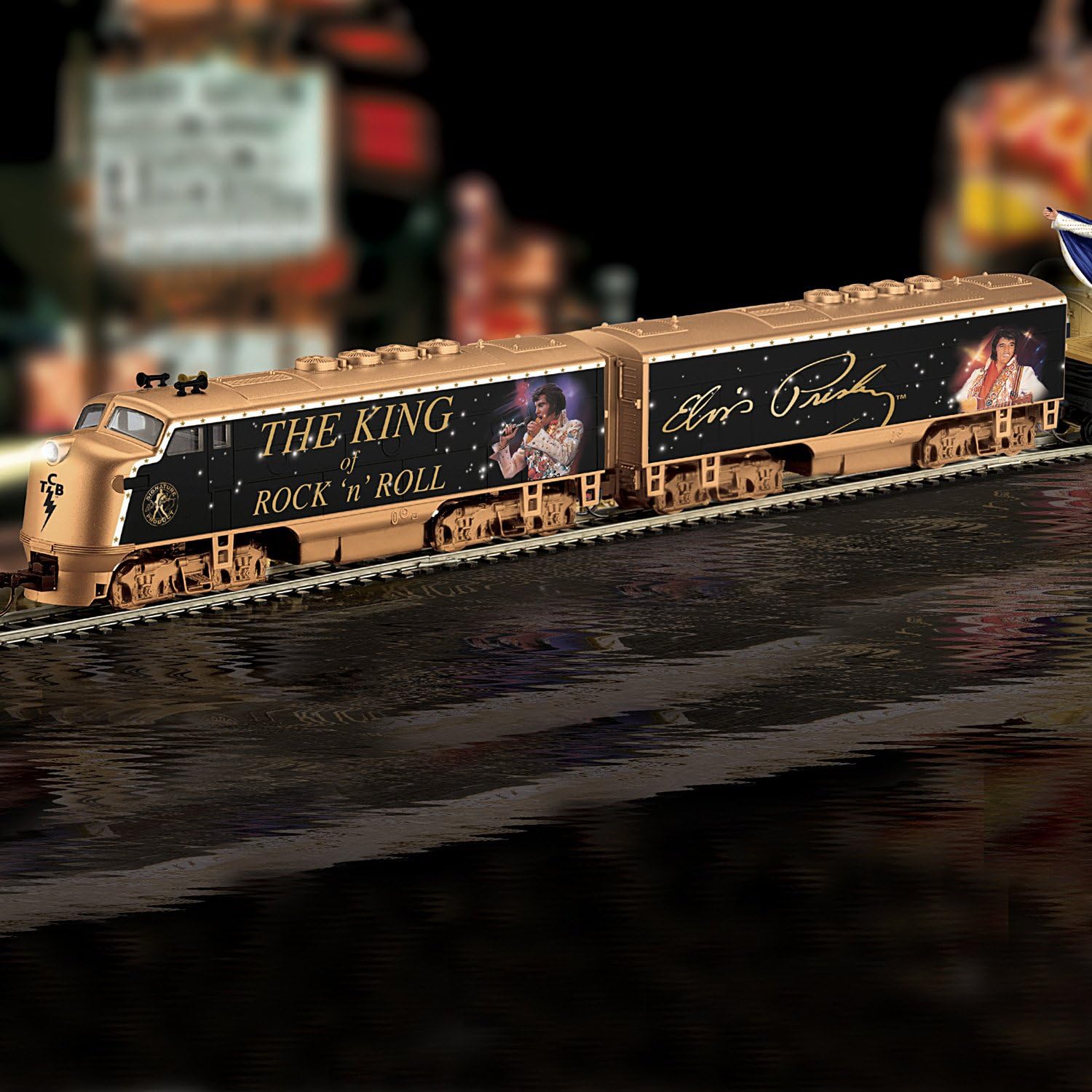 Elvis Presley King Of Rock 'N' Roll Express Train Set Lights Up: Free HO Track by Hawthorne Village