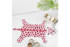 ZSCYD-yingda1992 Leopard Shaped Animals Bath Mat Non-Slip Bathroom Door Mat for Bedroom Bathroom Kitchen Cartoon Area Rug for Tub Soft Bathtub Home Decor Pink