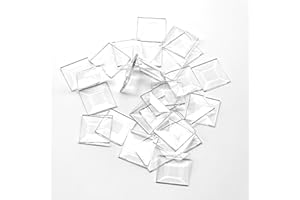 GONGWANTON 1.5 x 1.5 Inches Beveled Glass Squares (30 Pieces) for Stained Glass Art & Design