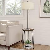 Catalina Lighting Modern Floor Lamp With 2 Shelves & Linen Shade - 58 Inch White Etagere Shelf Lamp - View #7