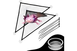 HOMEDY CRAFTS Axolotl Hammock for Aquarium with Feeding Dish, Axolotl Hammock with Food Bowl Tray Feeder, Breathable Mesh Reptile Hammocks Lounger Ladder, Bearded Dragon Tank Accessories (Black, M)