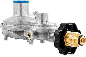 Camco 59333 RV Horizontal Two Stage Propane Regulator with P.O.L.