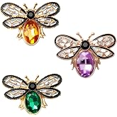 3 Pcs Bee Brooch Pin, Rhinestone Crystal Bumble Bee Jewelry Lapel Pin | Stylish Insect Bee Themed Accessory for Women Men Party Dating Daily (1.54 x 1 inch)