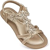 SHIBEVER Dressy Flat Sandals for Women: Summer Comfortable Walking Womens Sandal