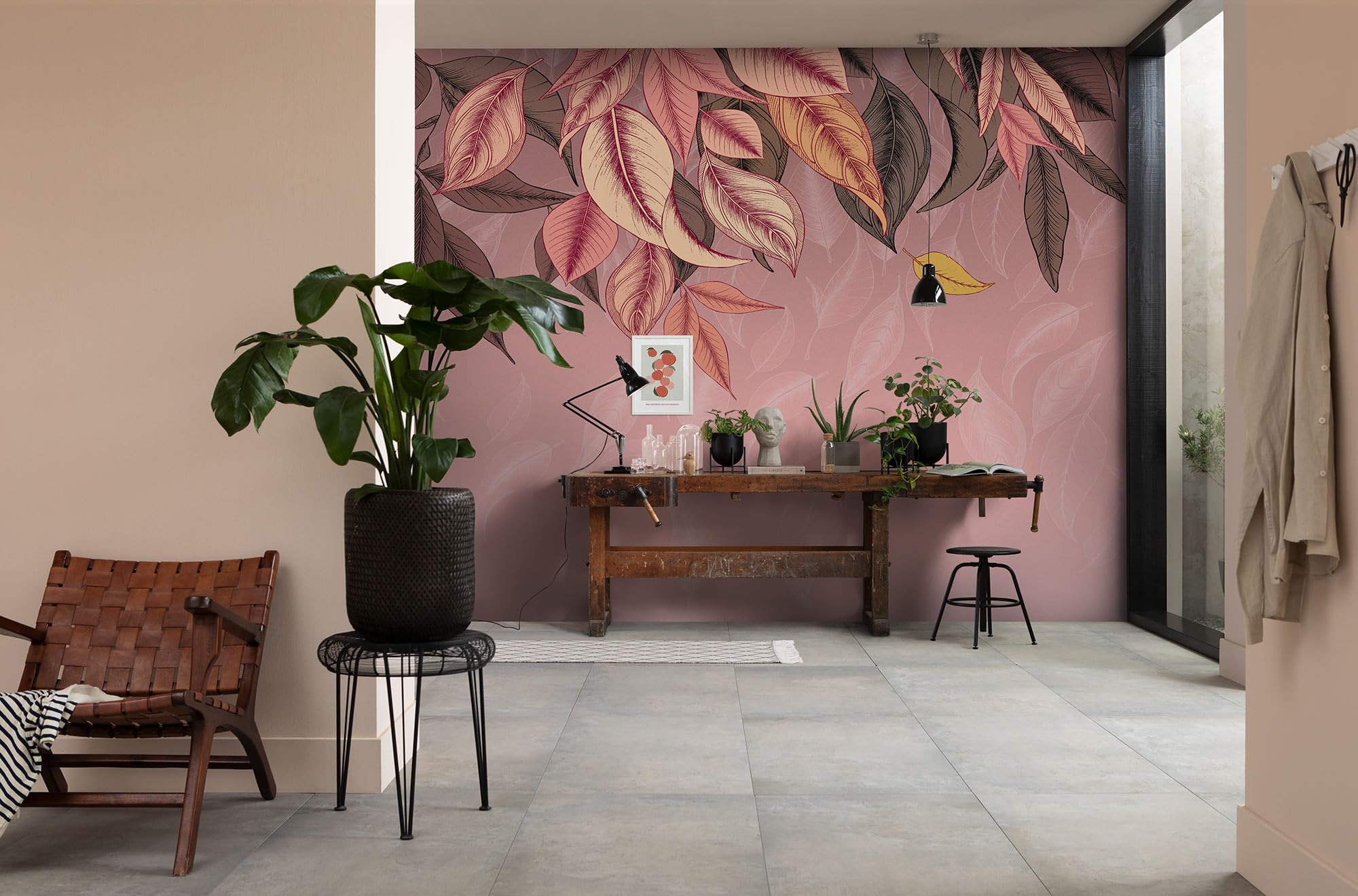 Komar Non-Woven Photo Wallpaper - Falling Leafs - Size 350 x 250 cm - Wallpaper, Wall Decoration, Living Room, Bedroom, Office