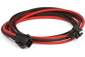 Phanteks 4 Pin M/B Premium Sleeved Extension Cable 19.68" Length, Black/Red(PH-CB4P_BR)