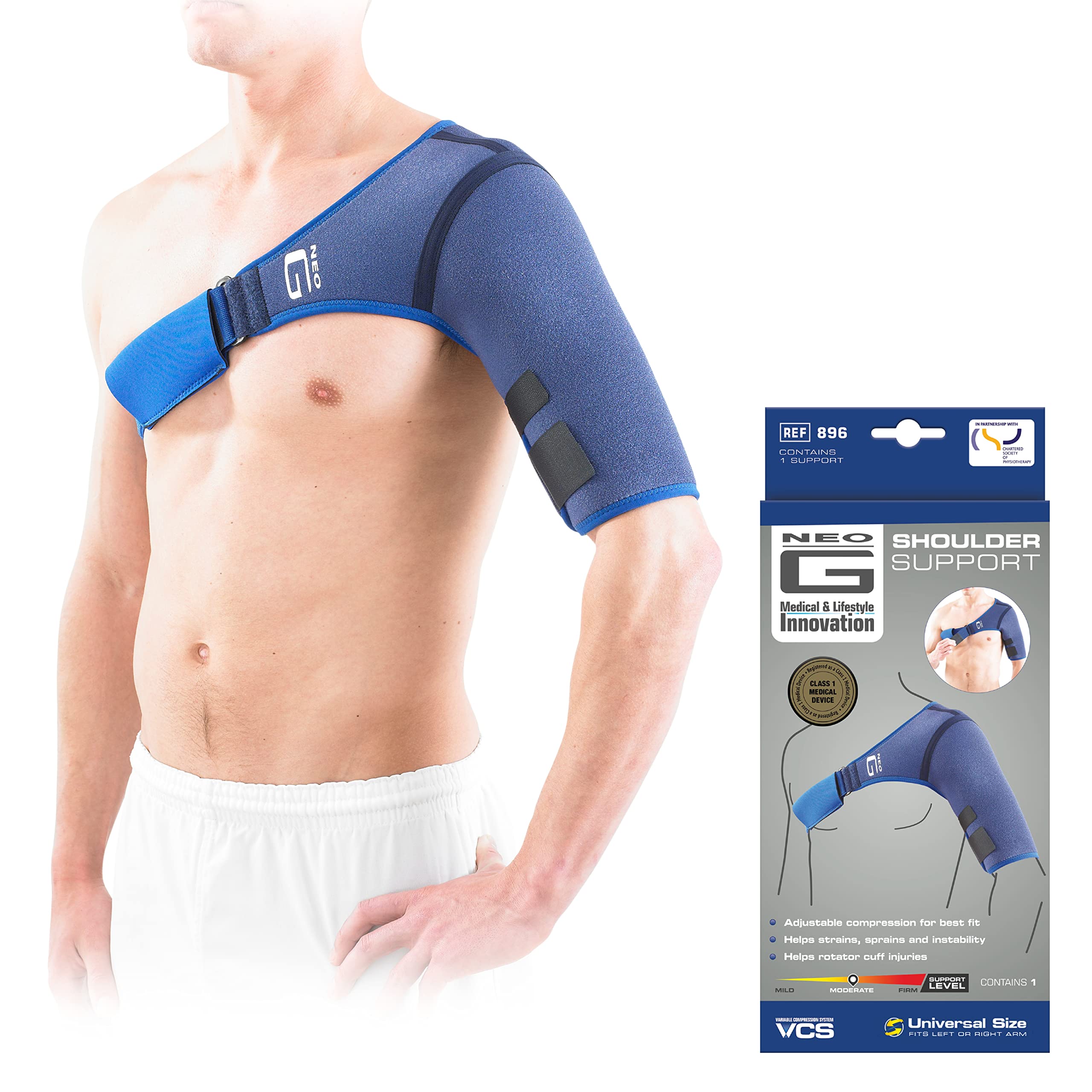 Neo-G Shoulder Support for Rotator Cuff, Dislocated Shoulders, Shoulder Pain Relief, Arthritis – Shoulder Brace for Men and Women – Adjustable Compression Strap - Class 1 Medical Device