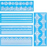 Beasea Silicone Lace Molds, 5pcs Lace Fondant Molds Silicone for Making Cake Decoration Mats Various Pattern Moulds for Party Wedding Cake Decoration Craft DIY - Blue