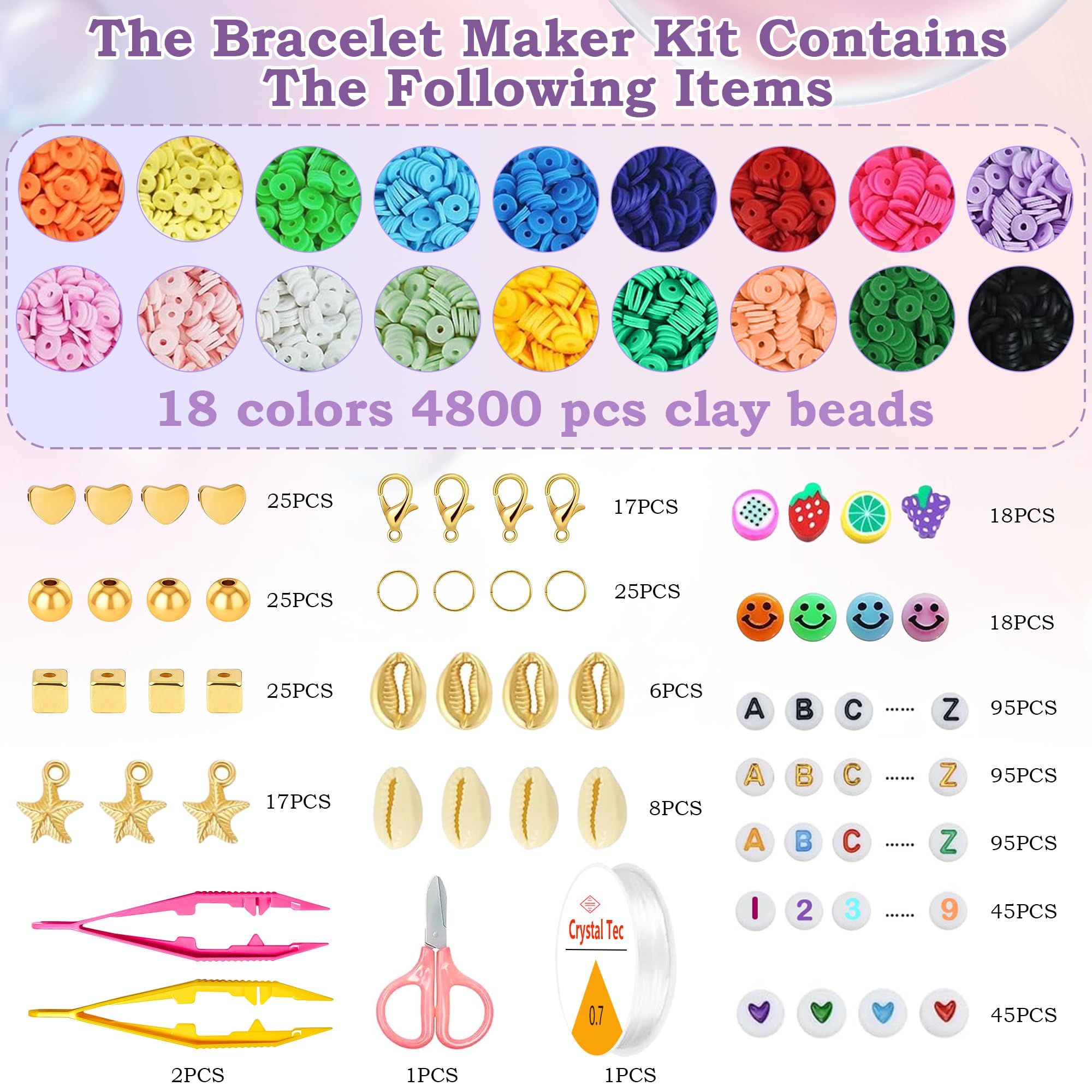 OHOME Stocking Stuffers - 5300 Clay Beads Bracelet Making Kit,Arts and Crafts for Kids Ages 8-12,Christmas Gifts Crafts Games Toys for 3-10 Year Old Birthday,Christmas Gifts for Grandkids