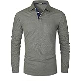 LIUPMWE Polo Shirts for Men Long Sleeve Golf Shirt Slim Fit Classic Plaid Collar Cotton Golf T-Shirts Casual Polo Shirts
