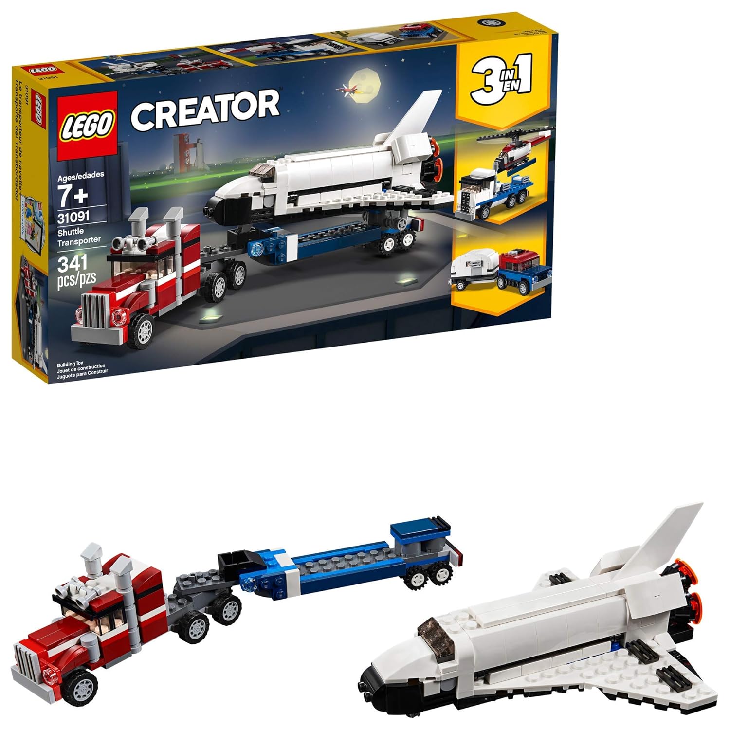 LEGO Creator 3in1 Shuttle Transporter 31091 Building Kit, 2019 (341 Pieces) (Renewed)