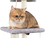 HOMIDEC Cat Scratching Post 90cm Multi Level Cat Tree Grey Indoor view 2