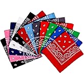 CITYMEMO 100% Cotton Paisley Printed Bandanas 12 PCS 22x22 Inches Large Thick Scarfs Fashion Headwear for Men and Women