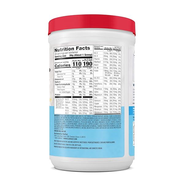 SLIMFAST MEAL REPLACEMENT POWDER, ORIGINAL FRENCH VANILLA, WEIGHT LOSS SHAKE MIX, 10G OF PROTEIN, 22 SERVINGS (PACKAGING MAY VARY)