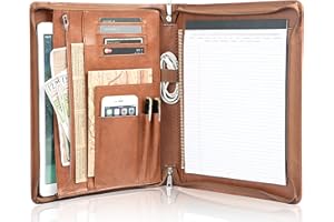 Porte-documents personnalisé en cuir végétalien avec fermeture éclair pour CV - Organisateur de documents professionnels pour