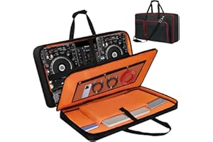 DJ Controller Case for DDJ-FLX10/ DDJ-GRV6/FLX6/ REV5/ REV7/1000/ SC Live 4，Large Padded Shockproof DJ Gig Bag with 17.3" Lap