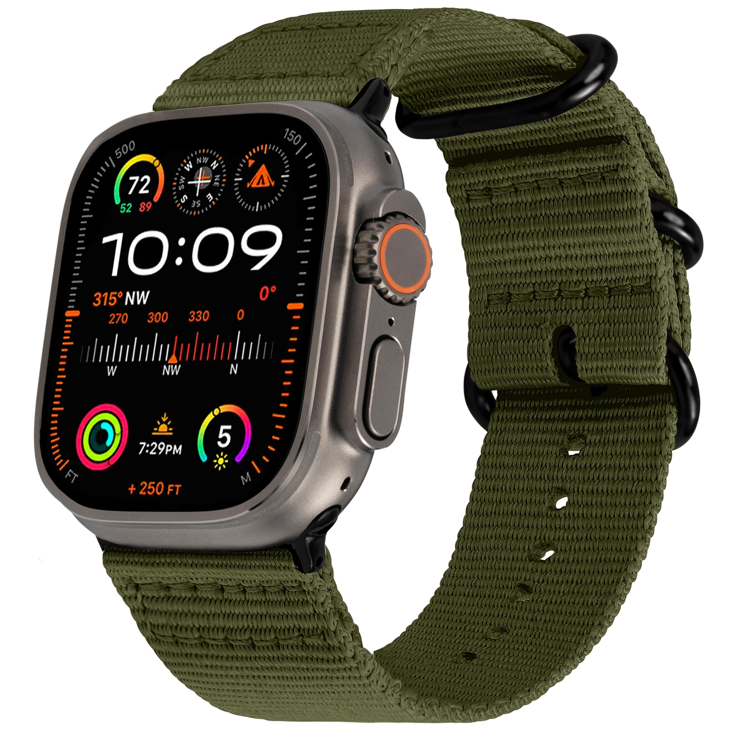 CARTERJETT Rugged Nylon Band for Apple Watch 49/46/45/44mm, Ultra, SE, Series 11/10/9/8/7/6/5 Sport Strap for Men Women - Ultra 3/2/1, SE 3/2/1 - Lightweight, Durable & Adventure Ready (Army Green)