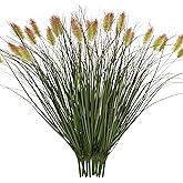 Ttranewsoo Artificial Grass, Fake Grass, Artificial Shrubs, Wheatgrass Cattails Fake Grass Decorations, Artificial Plants, Ornamental Grass, Outdoor Fake Grass, Green Leafy Decorations (12PCS)
