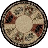 Rustic Lodge Black Bear 8' Round Area Rug, 7'10x7'10