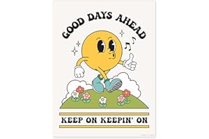 ARTIVO Good Days Ahead Retro Poster Wall Art Print, Cute Room Decor Retro Aesthetic, Positive Quote Art Print, Vintage Nostalgia Poster