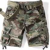 AKHIKING Camo Cargo Shorts for Men Cotton Casual Wild Outdoor Work Relaxed Fit Shorts with Multi-Pocket