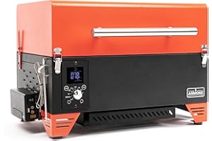 ASMOKE Battery Powered Portable Pellet Smoker & Grill - AS350DC ASCA™ Pellet Smoker, 256 sq. Smoker Grill w/Meat Probe, Temp Control Portable Smoker w/Detachable Ash Pan, 8-In-1 Grill Smoker, Orange