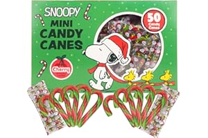 SADEPAS Mini Candy Canes, Cherry Flavored, Peanuts Individually Wrapped Christmas Candies, 50 Count