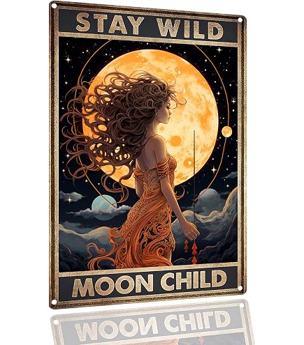 Funny Frog Mushroom Metal Sign – 'Stay Wild Moon Child' Wall Decor, 8x12 Inch, For Bathroom, Kitchen, Bedroom - View #2