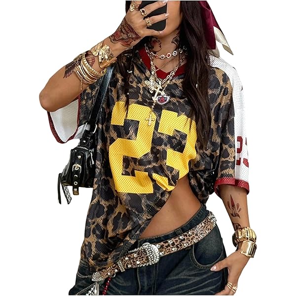 SOLY HUX Jersey Shirts for Women Y2k Oversized T Shirt Striped