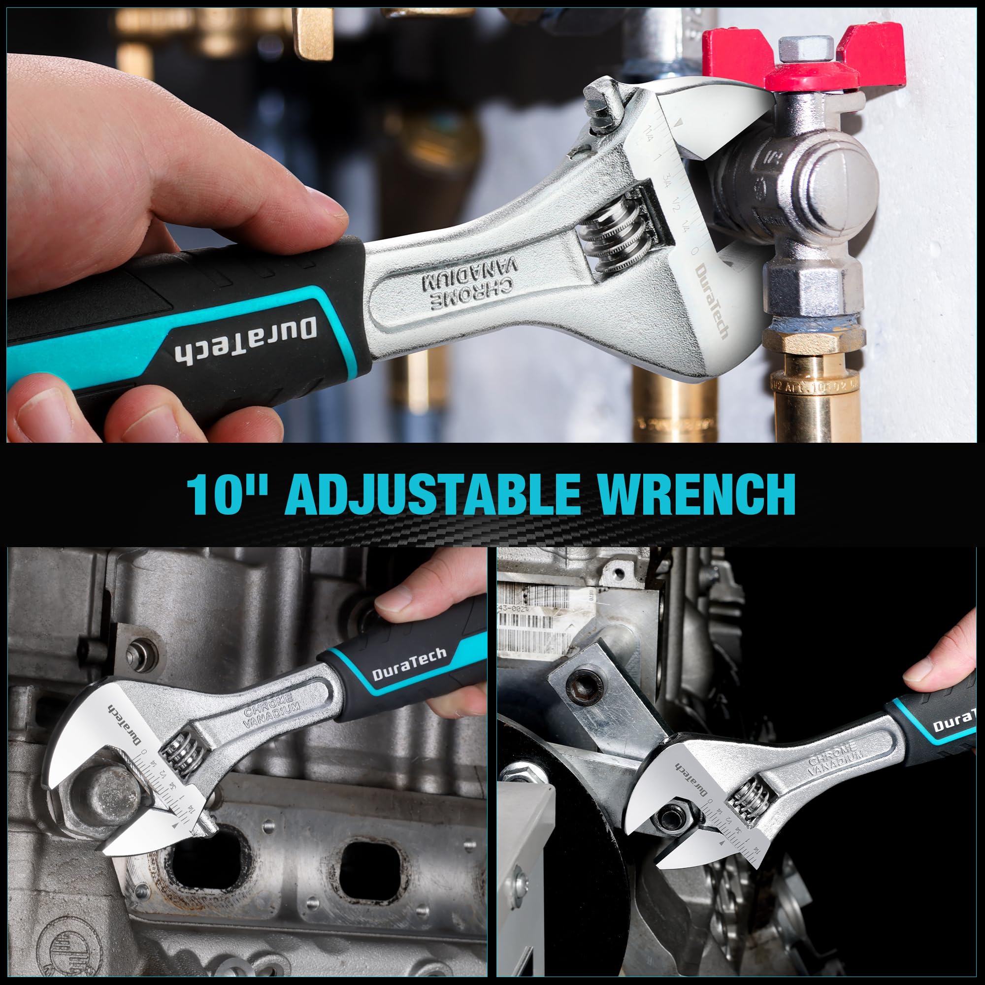 Mua 10-Inch Adjustable Wrench, Cr-V Steel Wrench, Wide Jaw Wrench ...