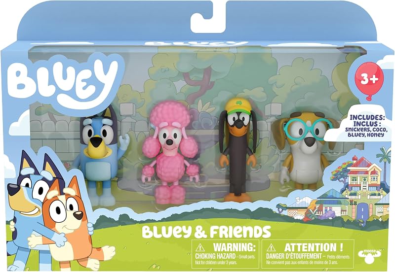 Bluey and Friends 4 Figure Pack Coco Snickers Honey 2.5 Inch Figures