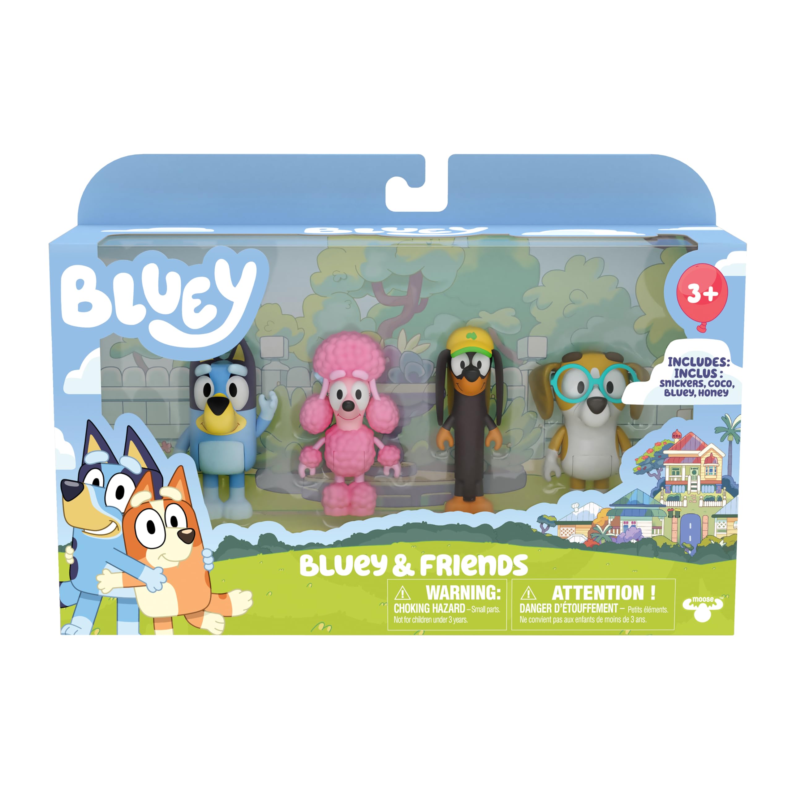 Bluey and Friends, Coco, Snickers and Honey 4 Figure Pack Articulated Character Action Figures 2.5 Inch Official Collectable Toy
