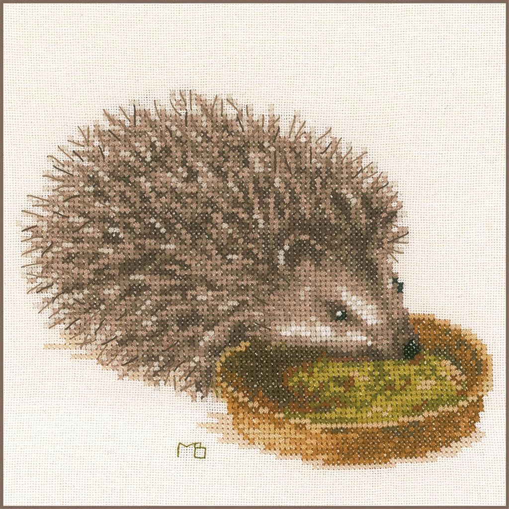 Lanarte PN-0175611 MB Hedgehog Counted Cross Stitch Kit, Cotton, Multi-Colour, Approx. 20 x 16 cm / 8" x 6.4"
