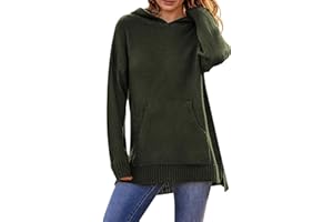 CFLONGE Women's Oversized Sweaters 2023 Fall Winter Long Sleeve Casual Knit Pullover Loose Side Slit Tops with Pockets
