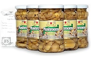 Forrelli Mushrooms Pieces and Stems, 10 Oz, 6 Pack Bundle - 6 x 10 Oz Glass Jars of Forrelli Pieces and Stems Mushrooms, Bundled with JFS Recipe Card