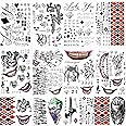 16 Sheets Halloween Temporary Tattoos for Joker, Halloween Fake Tattoos for Harley Quinn, Tattoos for Suicide Squad Perfect for Halloween, Costumes, Harley Quinn Accessories Party and Cosplay