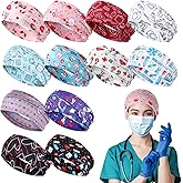 Limbeuuu 12 Pcs Nurse Headbands for Women, Non Slip Nursing Headbands with Buttons for Mask Work Accessories Elastic Ear Protection Hair Bands Gift for Spa Yoga Sports(Stylish)