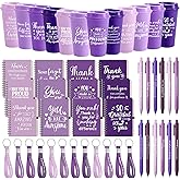 Skylety 12 Set/48 Pcs Employee Appreciation Gifts Bulk Christmas Thank You Gift Set 16 oz Coffee Cups Mini Spiral Notebooks Pens Keychains for Staff Team Teacher Coworker (Purple Gradient)