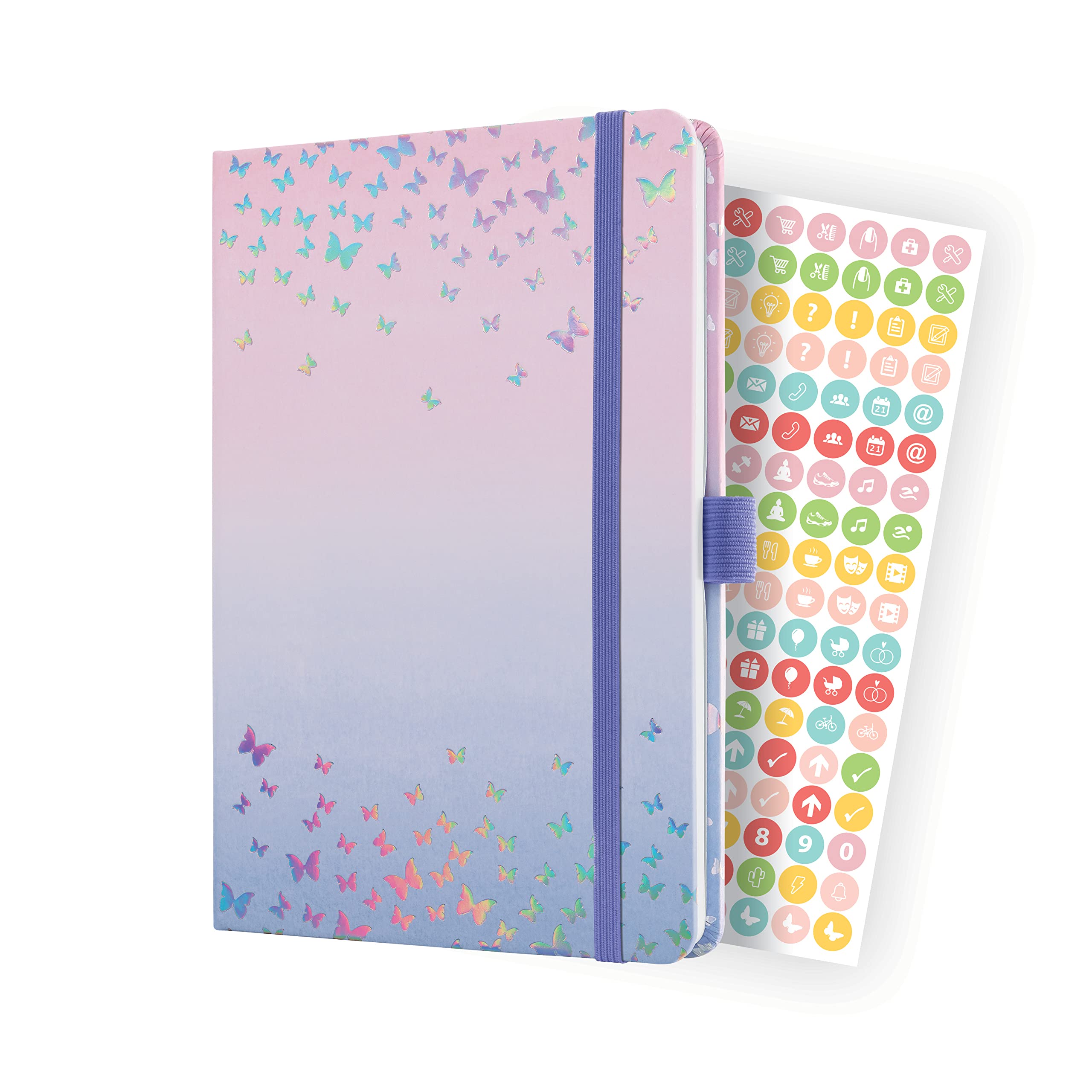 SIGEL J3347 Jolie Weekly diary 2023 - Butterfly Confetti Candy - 13,5 x 20,3 cm - hardcover - 174 pages - violet, pink