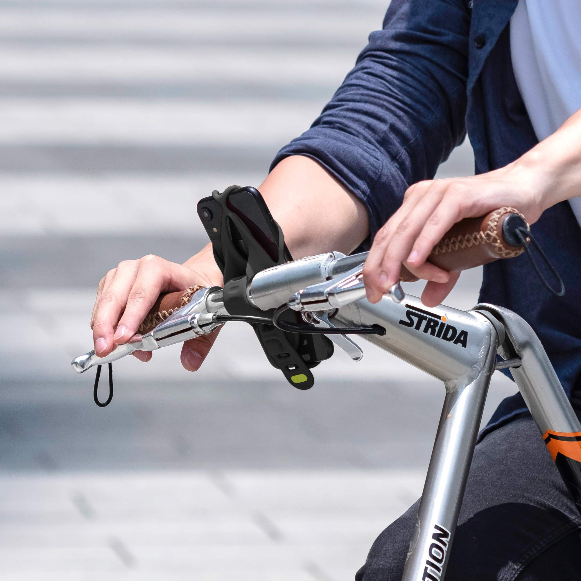 BONE Bike Tie 4, Bike Cell Phone Mount for Handlebar, Scratch-Free Silicone Holder with Anti-Slip Design, Universal Cycling Phone Holder Compatible with Most Smartphones (Black - Handlebar)