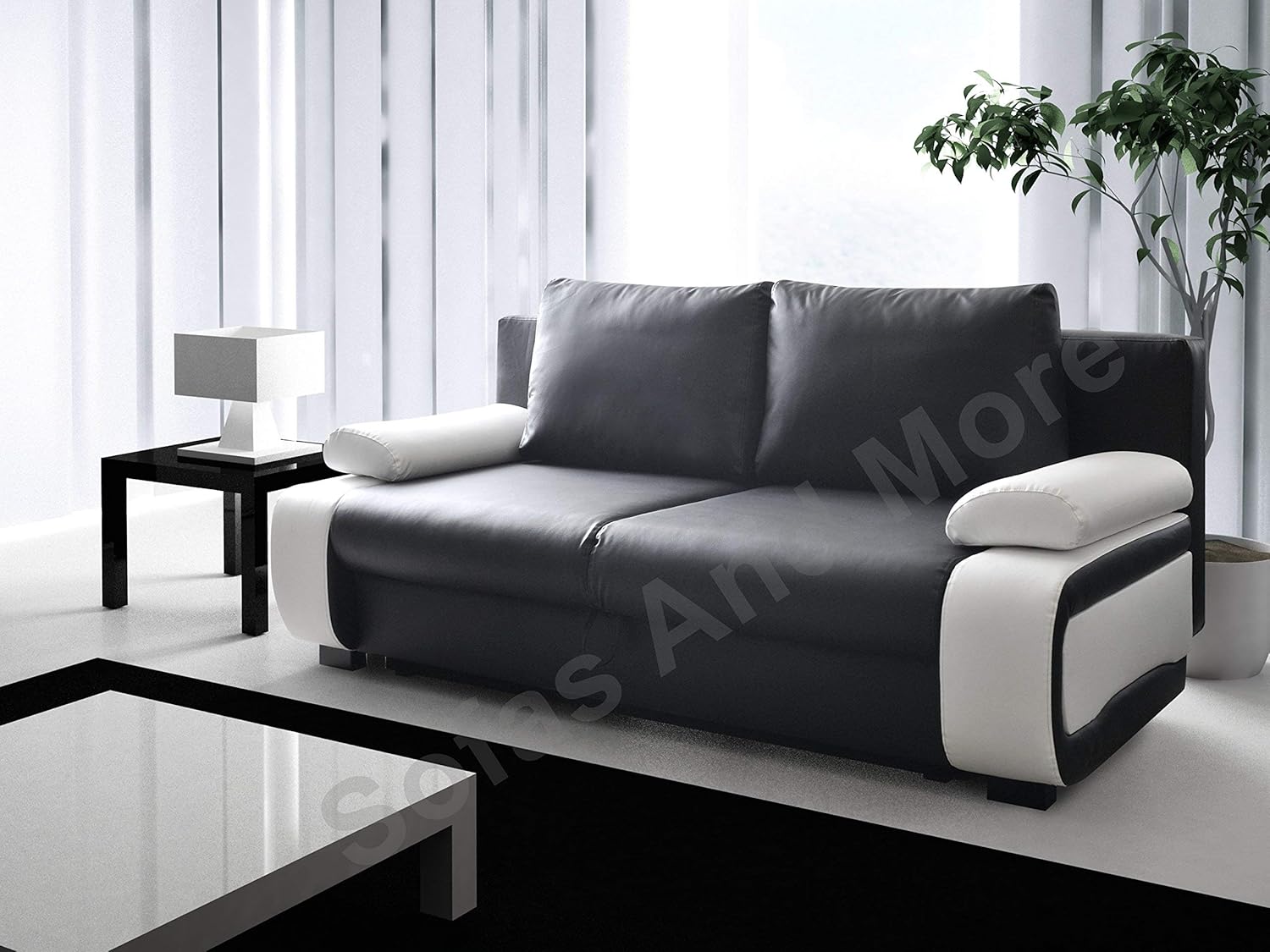 SOFASANDMORE Sofa Bed 3 Seater Black White with Storage Amazon.co.uk