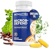 BioMatrix Biofilm Disruptor, Oregano Thyme &amp; Clove Oil Digestive Supplement | Microb-Defend Gut Microbiome Balance, GI Repair Softgels, Discourages Opportunistic Regrowth, 90 Softgels